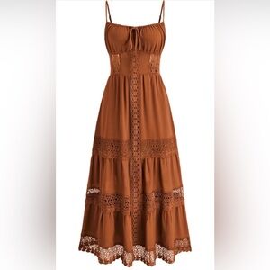 Cider Terracotta Lace Maxi Dress